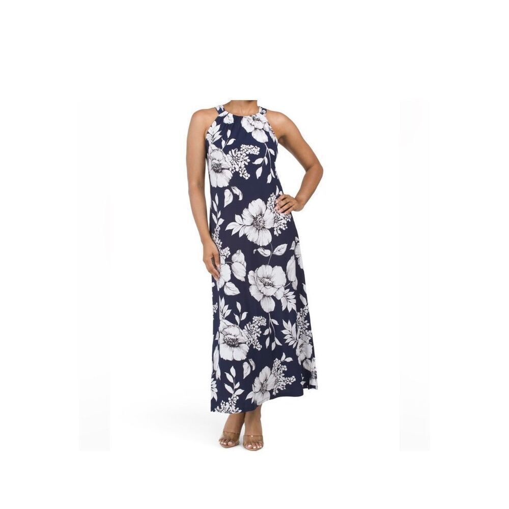 ANNE KLEIN Milly Floral Halter Maxi Dress Size 2 NWT/002